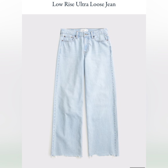 NWT Abercrombie & Fitch Low Rise Ultra Loose Jean size 33L Light Destroy Hem - Picture 8 of 12
